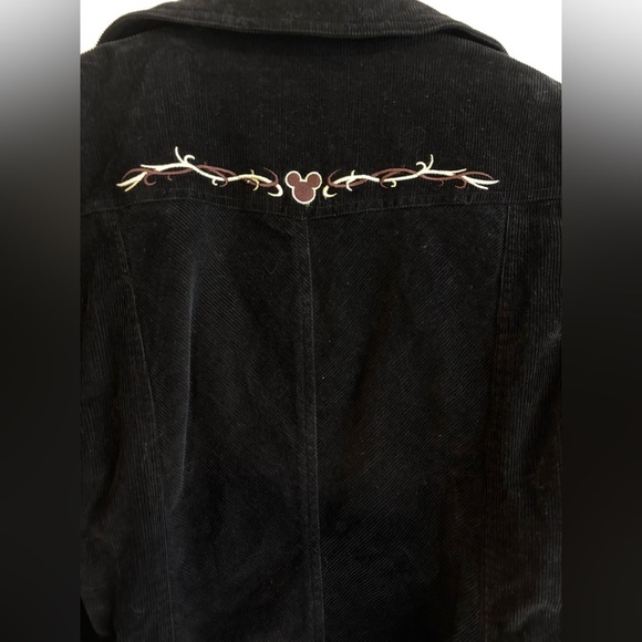 Y2K Disney Grunge Mickey Black Baddie Corduroy Faux Fur EGirl Jacket Small - Picture 11 of 12